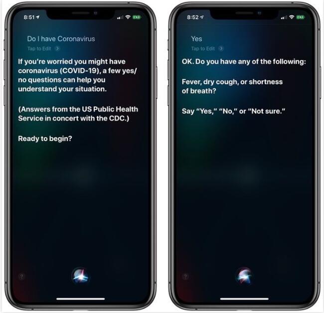 苹果Siri美区更新新冠病毒检测功能：可帮用户呼叫911
